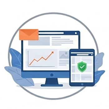 Icône SEO indiquant un site vitrine prêt pour Google